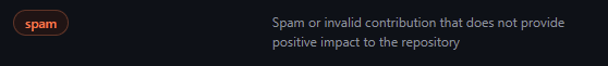 Screen shot of the spam label in GitHub.